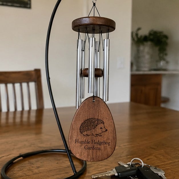 Wind chimes with logo — customer photo